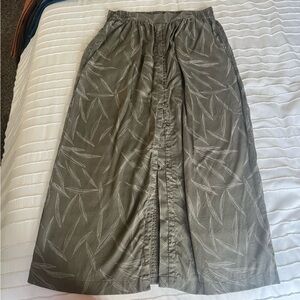 Prana Tencel Maxi Skirt- Button Up Olive Green Bamboo